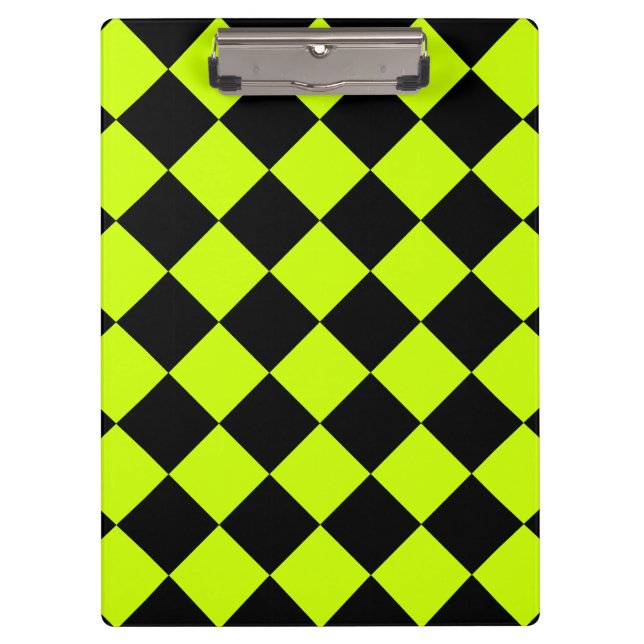Carpeta De Pinza Diag a cuadros - amarillo negro y fluorescente (Anverso)
