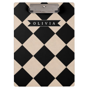 Carpeta De Pinza Diamante Cuadriculado de Harlequin Negro Personali