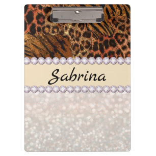 Carpeta De Pinza diamante rosa de tigre leopardo
