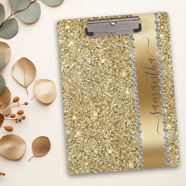 Carpeta De Pinza Diamond Bling Purpurina caligrafía nombre oro amar (Subido por el creador)