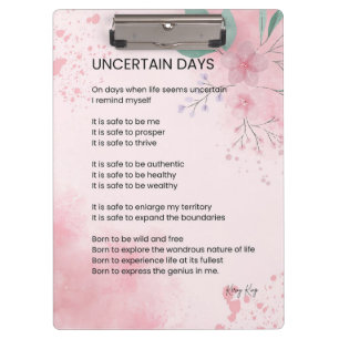 Carpeta De Pinza Días inciertos - Poema de esperanza de valor