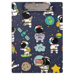 Carpeta De Pinza Dibujo animado de astronauta en el espacio exterio