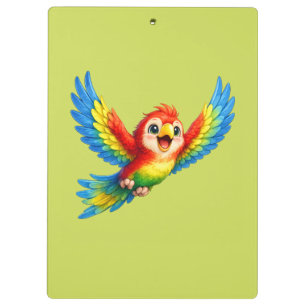 Carpeta De Pinza Dibujo animado de loro feliz para niños y aves 