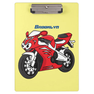Carpeta De Pinza Dibujo animado de motocicleta deportiva roja linda