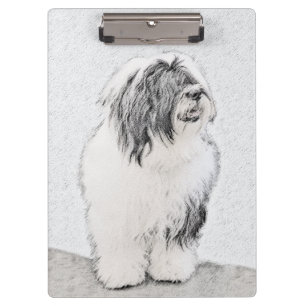 Carpeta De Pinza Dibujo de color con barba - Arte de perro original