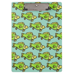Carpeta De Pinza Dibujo de pez verde de dibujos animados divertido