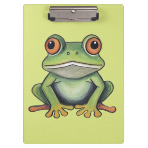 Carpeta De Pinza Dibujo de rana con lápiz de color