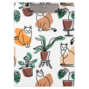 Carpeta De Pinza Dibujo en línea de gatos y flores