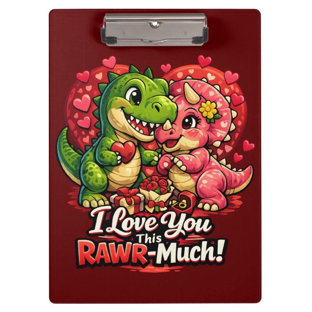 Carpeta De Pinza Dino Hearts Rawr Much Valentine,Couple Anniversary (Anverso)