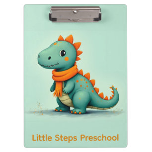 Carpeta De Pinza Dinosaurio Adorable con una Bufanda Naranja