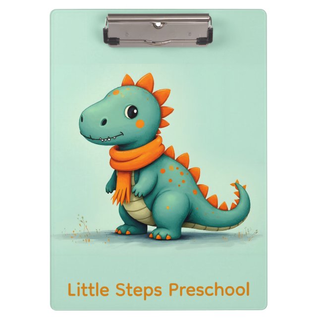 Carpeta De Pinza Dinosaurio Adorable con una Bufanda Naranja (Anverso)