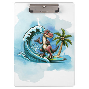 Carpeta De Pinza Dinosaurio tropical de surf