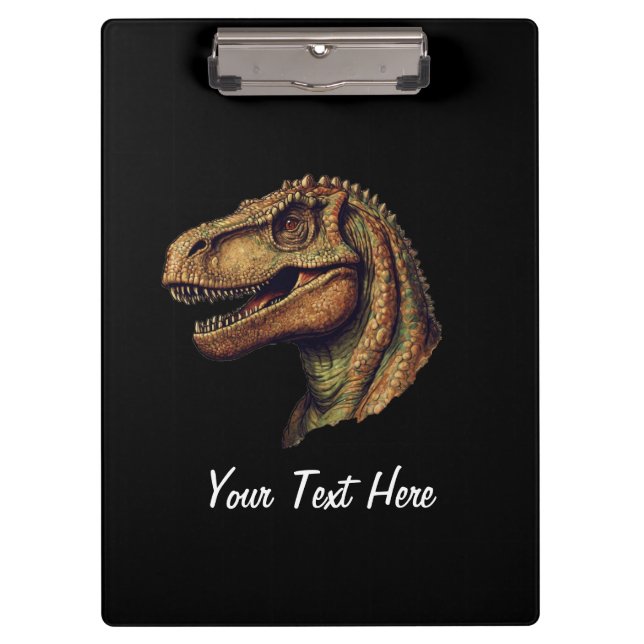 Carpeta De Pinza Dinosaurio verde rojo personalizado T-Rex Tyrannos (Anverso)