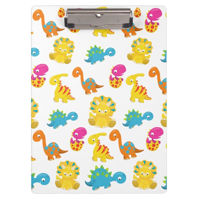 Carpeta De Pinza Dinosaurios Cutos, Patrón De Dinosaurios, Dino Beb (Anverso)