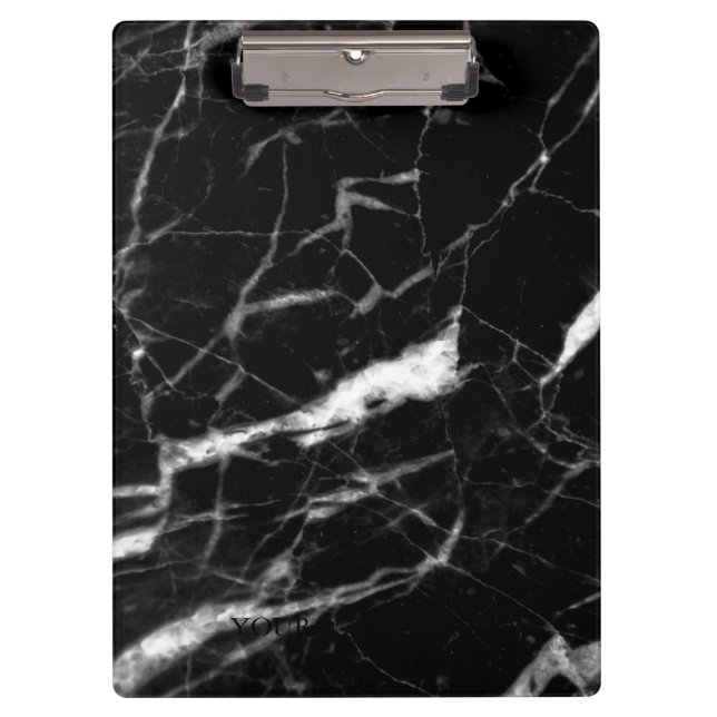 Carpeta De Pinza Diseñador de mármol negro moderno personalizado (Anverso)