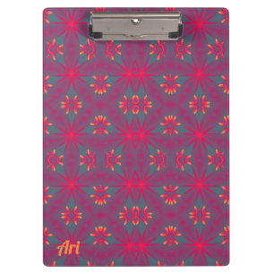 Carpeta De Pinza Diseño ARI ~ rosa, púrpura, amarillo y gris
