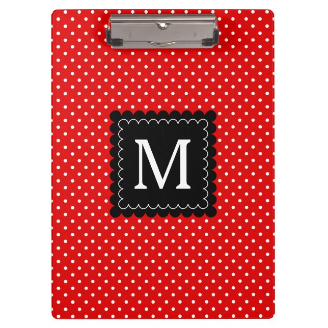 Carpeta De Pinza Diseño blanco rojo del monograma del negro del (Anverso)