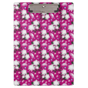 Carpeta De Pinza Diseño Botánico de Patrón Floral Blanco Elegante
