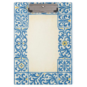 Carpeta De Pinza diseño de acuarela fija portuguesa de azulejo