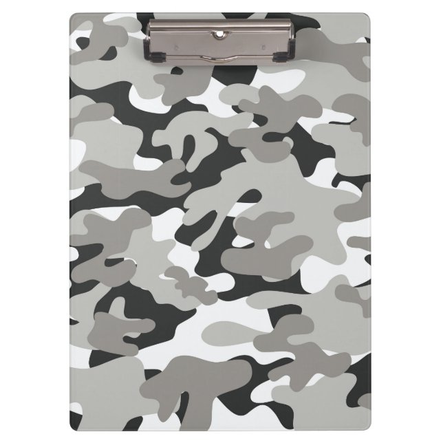 Carpeta De Pinza Diseño de camo negro y gris (Anverso)