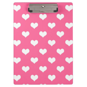 Carpeta De Pinza Diseño de corazones encantadores rosados blancos