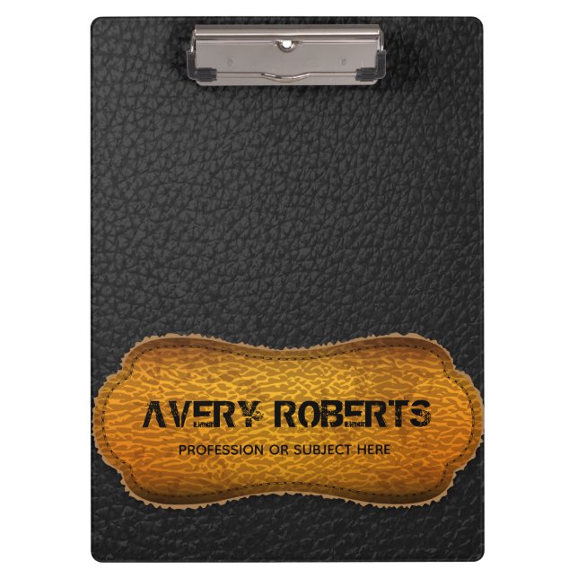 Carpeta De Pinza Diseño de cuero falso Profesional amarillo negro (Anverso)