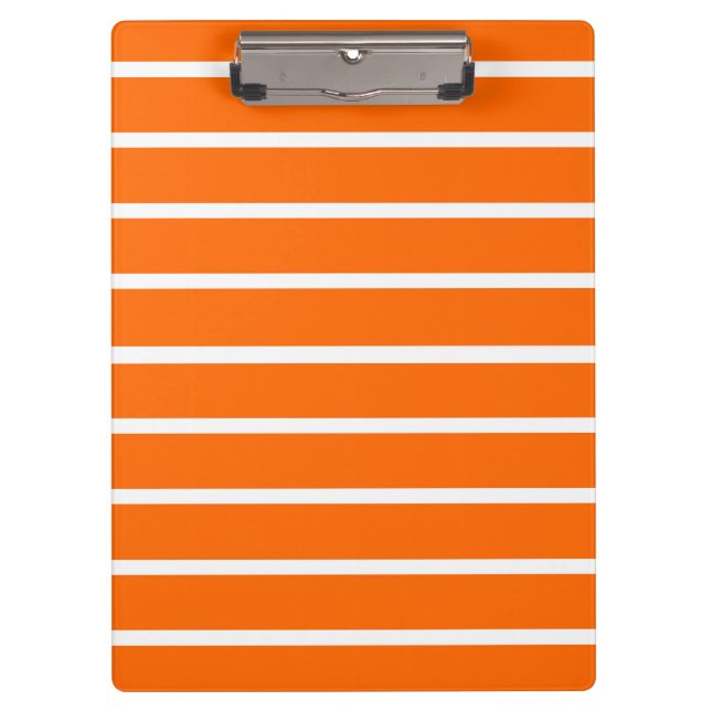 Carpeta De Pinza Diseño de franjas blancas y naranjas (Anverso)