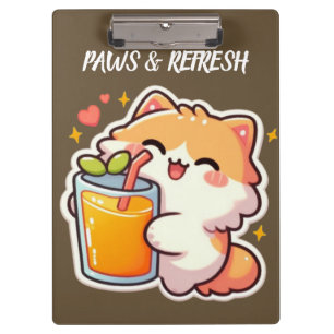 Carpeta De Pinza Diseño de gato lindo personalizado Patas y Refresc