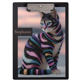 Carpeta De Pinza Diseño de gato lindo y nombre personalizado