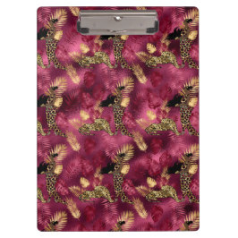 Carpeta De Pinza Diseño de la serie Leopardo Burgundy y Gold 10