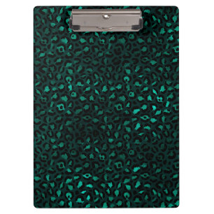 Carpeta De Pinza Diseño de la serie Leopardo verde azulado y dorado