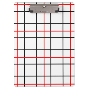 Carpeta De Pinza Diseño de líneas de cuadrícula negras rojas