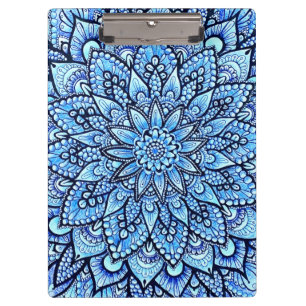Carpeta De Pinza Diseño de mandala de lápiz de color azul Arte orig