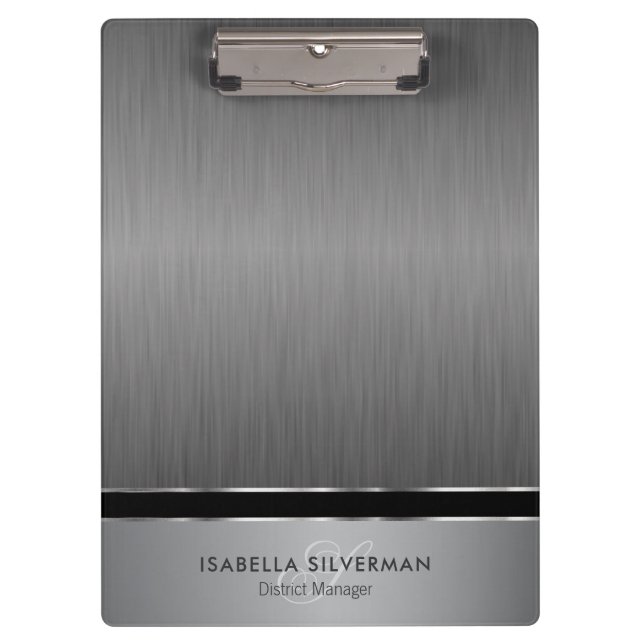 Carpeta De Pinza Diseño de monograma ejecutivo - Acero de pincel (Anverso)