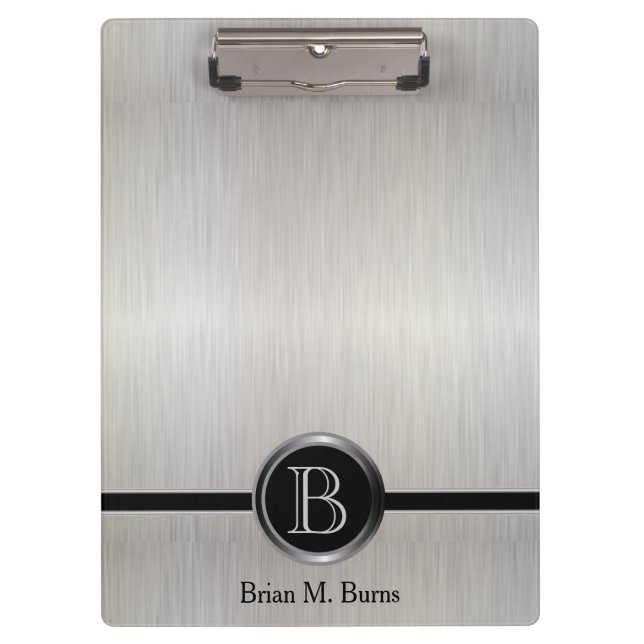 Carpeta De Pinza Diseño de monograma ejecutivo - Acero de pincel bl (Anverso)