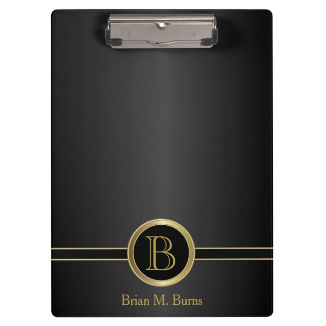 Carpeta De Pinza Diseño de monograma profesional - negro clásico (Anverso)