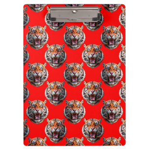 Carpeta De Pinza Diseño de patrón de cabeza de tigre rojo