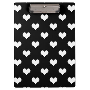 Carpeta De Pinza Diseño de patrón de corazón de amor blanco y negro