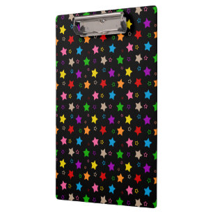 Carpeta De Pinza Diseño de patrón de estrellas coloridas negro