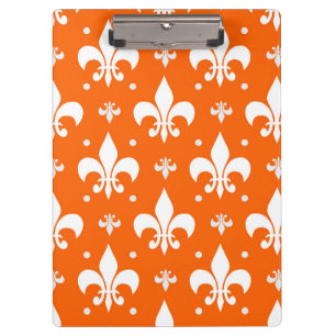 Carpeta De Pinza Diseño de patrón de flor de lis de fondo de naranj