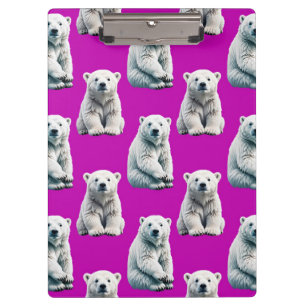 Carpeta De Pinza Diseño de patrón de oso polar púrpura