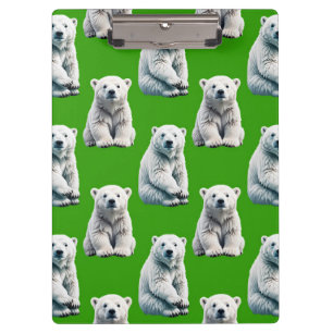 Carpeta De Pinza Diseño de patrón de oso polar verde