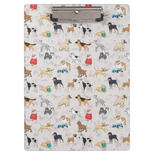 Carpeta De Pinza Diseño de patrón de perros pequeños blanco