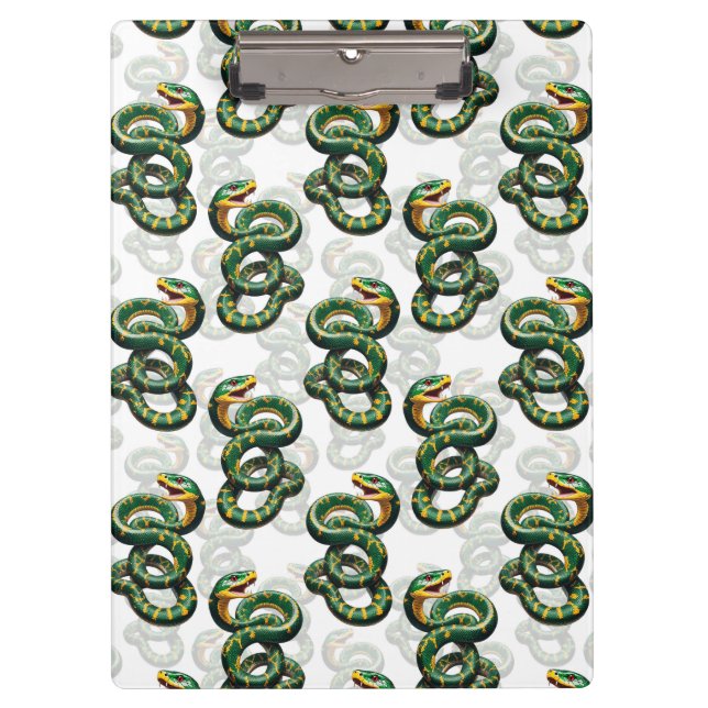 Carpeta De Pinza Diseño de patrón de serpientes - Blanco (Anverso)
