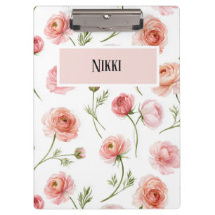 Carpeta De Pinza diseño de patrón floral de ranúnculo