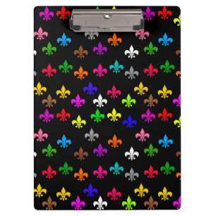 Carpeta De Pinza Diseño de patrones de flor de lis multicolor negro