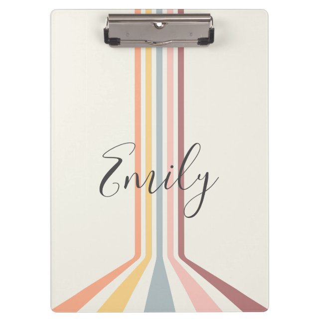 Carpeta De Pinza Diseño de rayas de estilo retro pastel (Anverso)