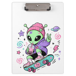 Carpeta De Pinza Diseño de té burbuja skater alien kawaii