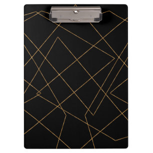 Carpeta De Pinza Diseño de trazo geométrico moderno de oro y negro
