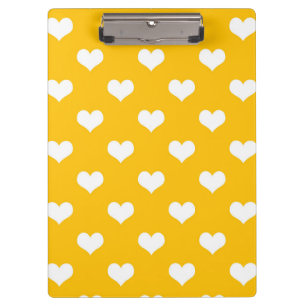 Carpeta De Pinza Diseño del patrón amarillo de corazón de amor blan